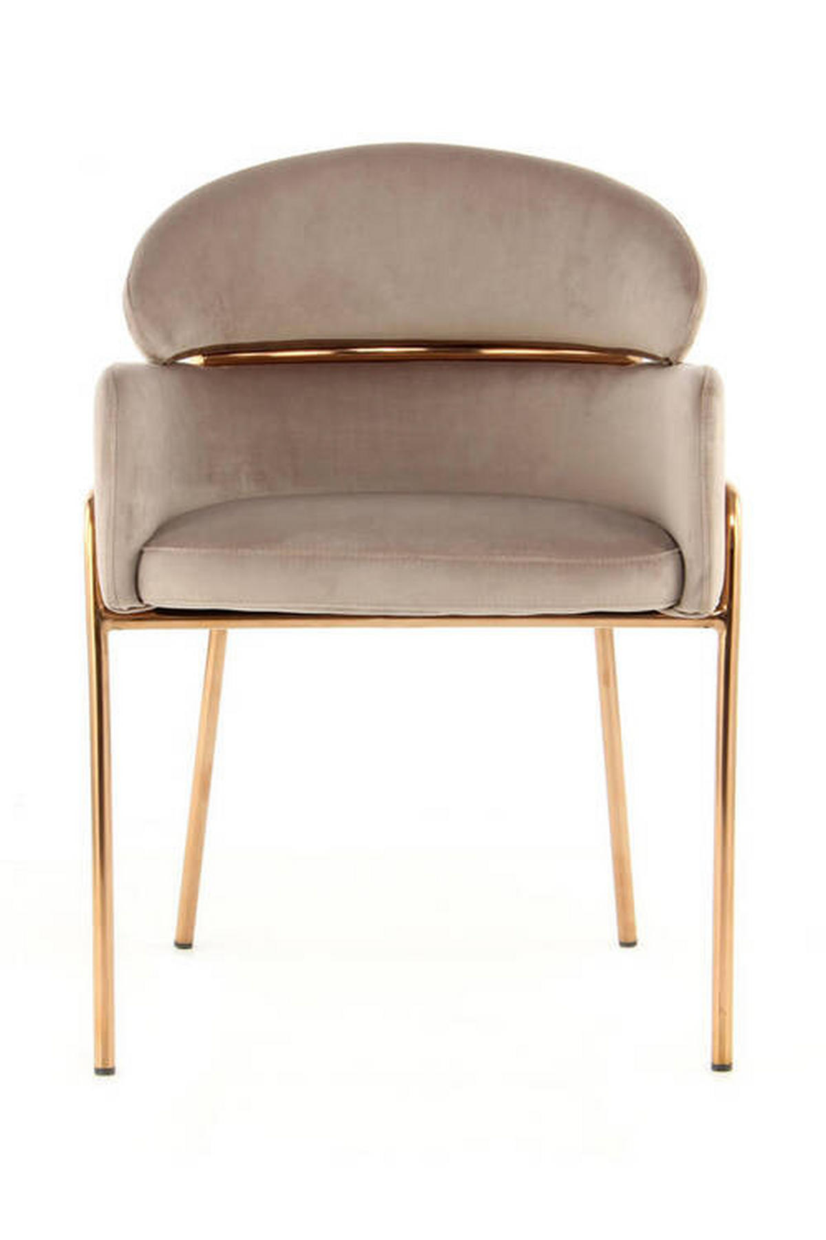 STOL MED ARMSTÖD rostfritt stål, järn sammet  - taupe/guldfärgad, Modern, metall/trä (58/79/57cm) - Kayoom