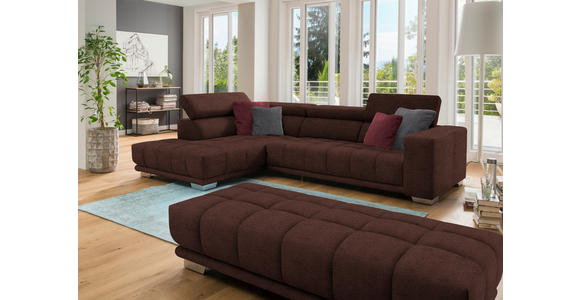 ECKSOFA in Chenille Rotbraun  - Chromfarben/Rotbraun, Design, Textil (207/301cm) - Xora