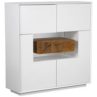 COMODĂ ÎNALTĂ 120/125/40 cm  - alb/culoare lemn stejar, Design, lemn/material pe bază de lemn (120/125/40cm) - MID.YOU