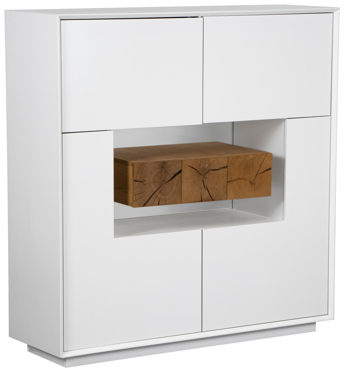 COMODĂ ÎNALTĂ 120/125/40 cm  - alb/culoare lemn stejar, Design, lemn/material pe bază de lemn (120/125/40cm) - MID.YOU