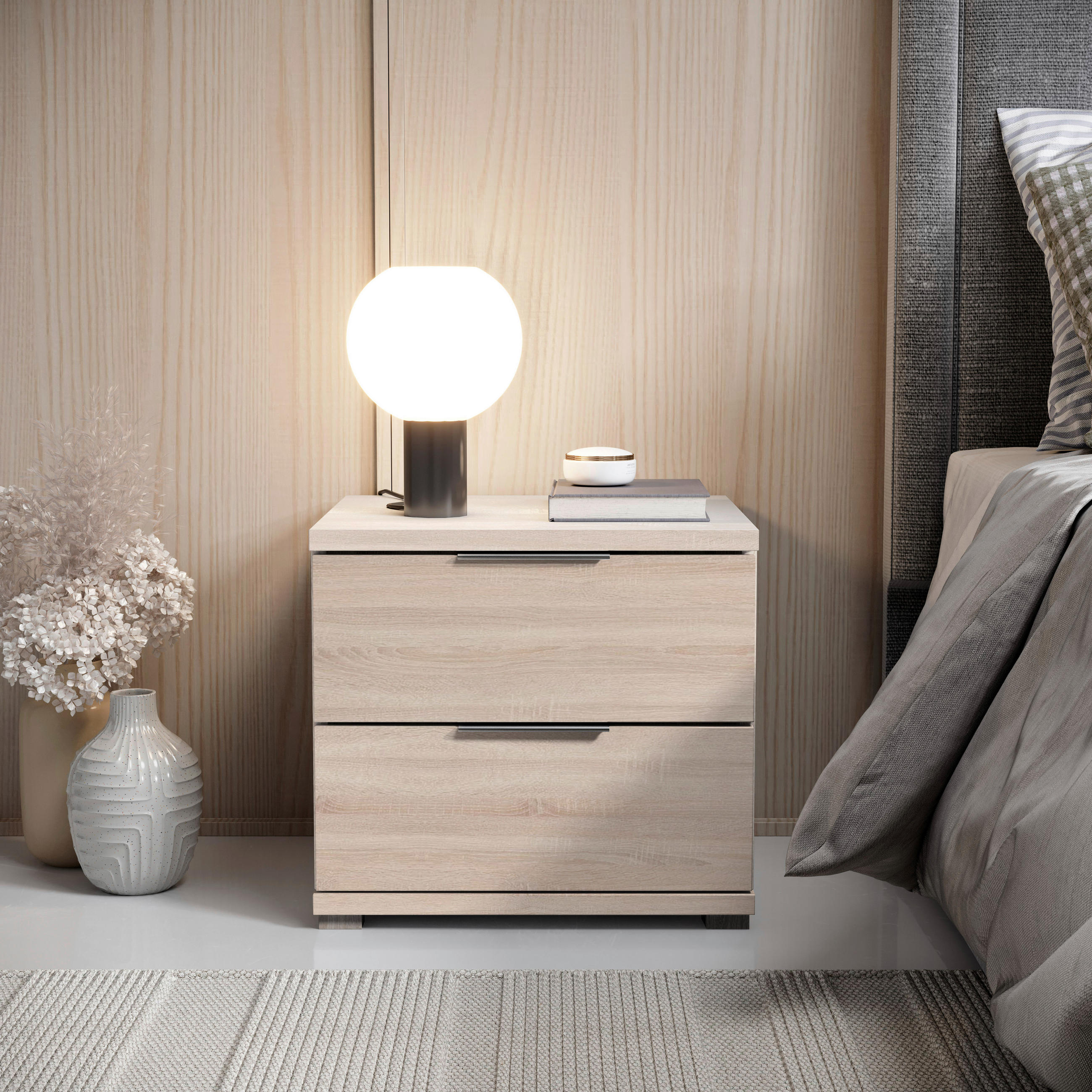 NACHTSCHRANK 46/43/42 cm  - Alufarben/Sonoma Eiche, KONVENTIONELL, Holzwerkstoff/Kunststoff (46/43/42cm) - Boxxx
