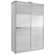 SCHWEBETÜRENSCHRANK 136/210/62 cm 2-türig Weiß, Sonoma Eiche  - Alufarben/Weiß, Basics, Holzwerkstoff/Metall (136/210/62cm) - Carryhome