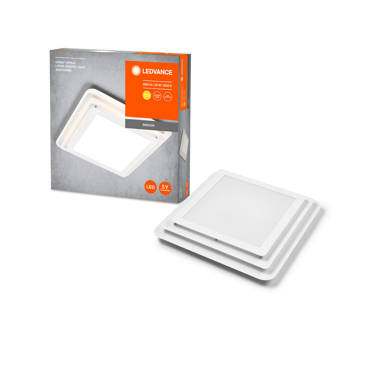 LED-DECKENLEUCHTE Orbis Spiral Layer 45/45/7 cm   - Weiß, Design, Metall (45/45/7cm) - Ledvance