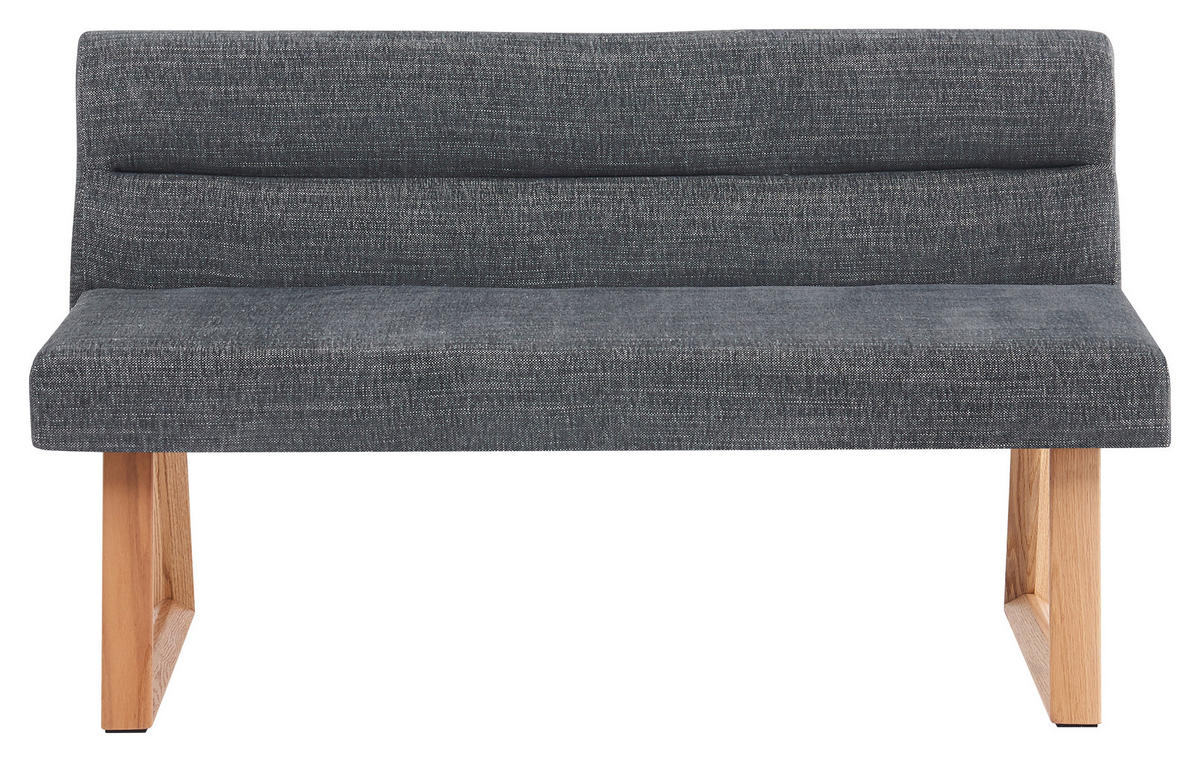 SITZBANK 140/82/61 cm Leinenoptik Eichefarben, Dunkelgrau Eiche massiv  - Eichefarben/Dunkelgrau, MODERN, Holz/Textil (140/82/61cm) - Livetastic