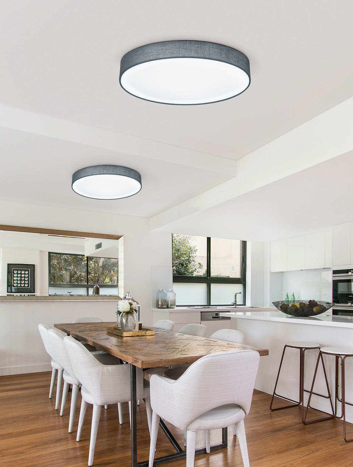 LED-DECKENLEUCHTE  40/10,5 cm    - Grau/Nickelfarben, Konventionell, Textil/Metall (40/10,5cm) - Trio Leuchten