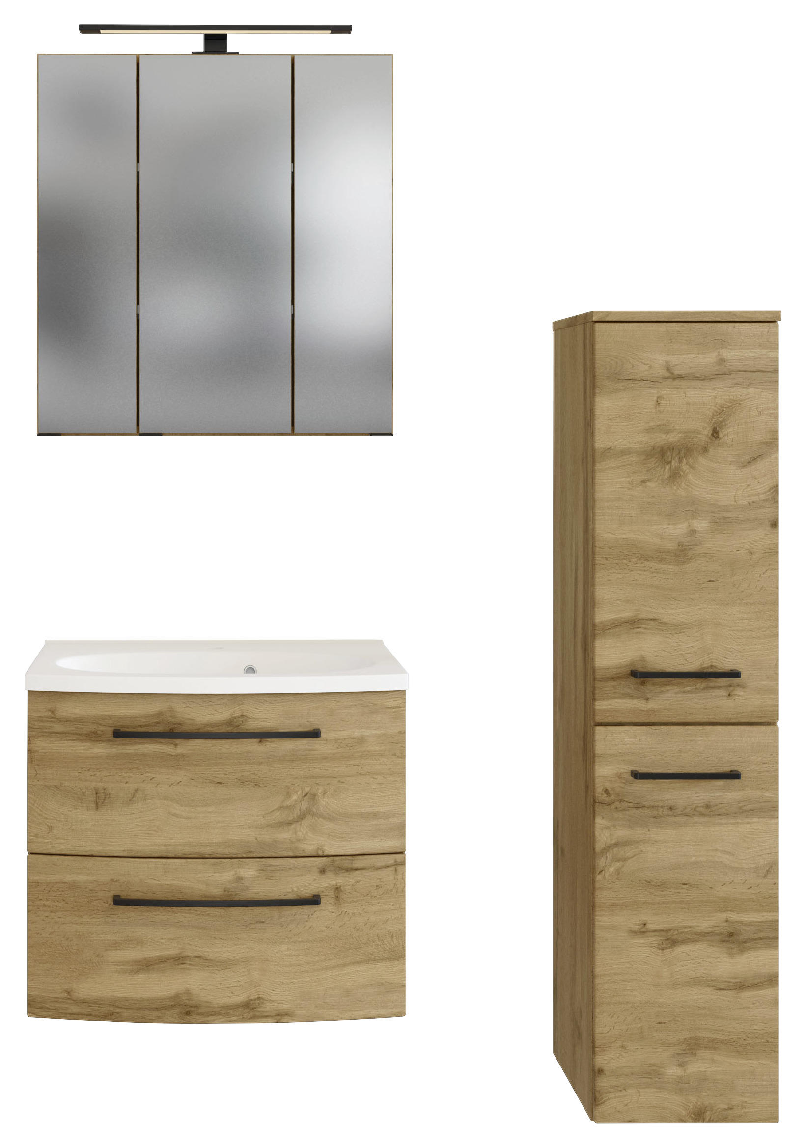 BADEZIMMER Eichefarben - Eichefarben/Weiß, MODERN, Keramik/Holzwerkstoff (90cm) - MID.YOU