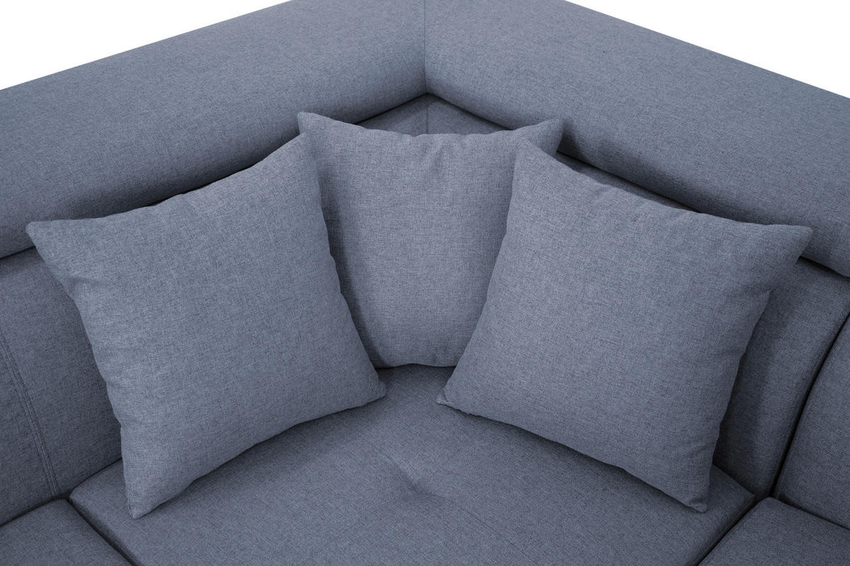 ECKSOFA in Webstoff Blau  - Blau/Silberfarben, Design, Textil/Metall (226/257cm) - Xora