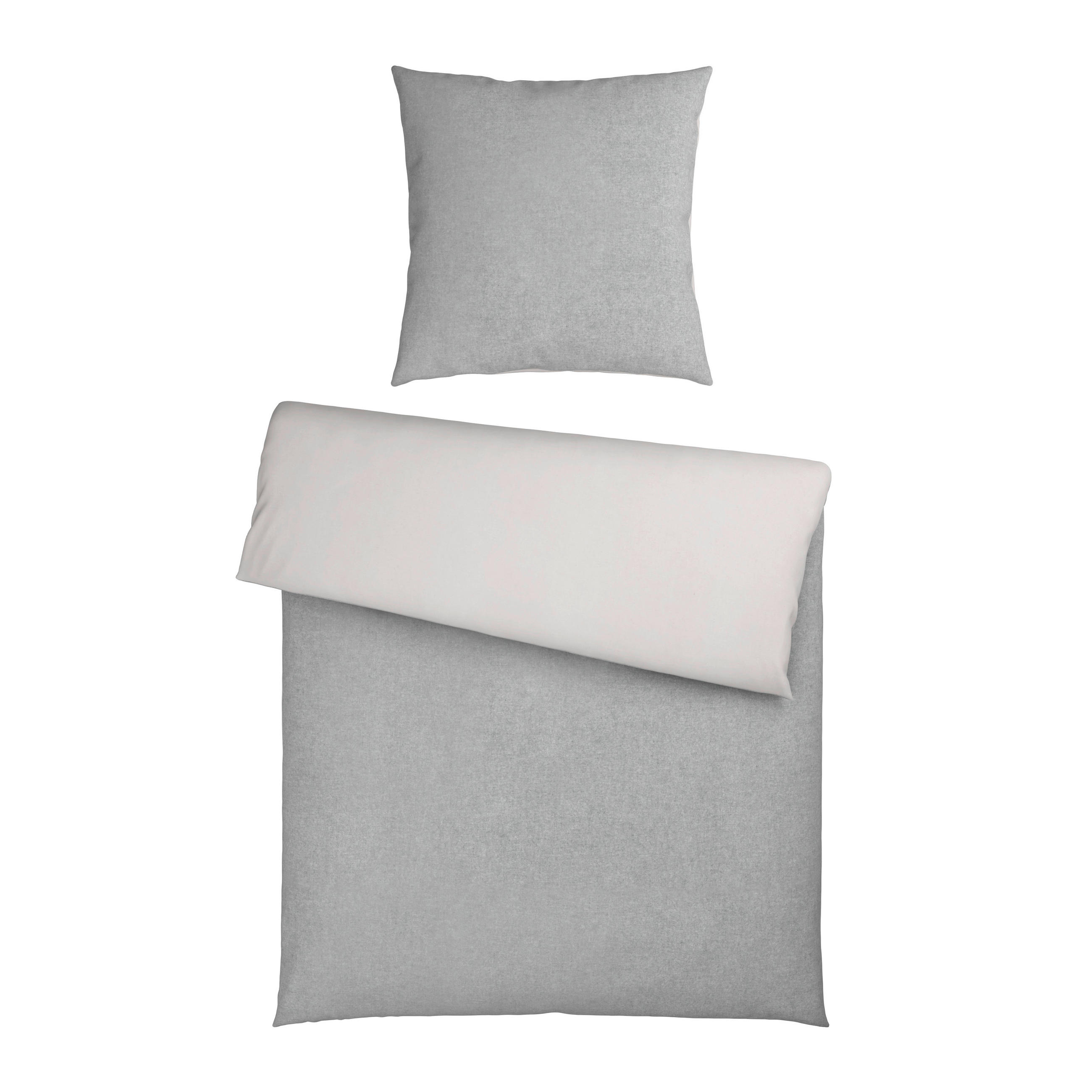 BETTWÄSCHE Melange Flanell 135/200 cm  - Blaugrau/Hellgrau, Basics, Textil (135/200cm) - Novel