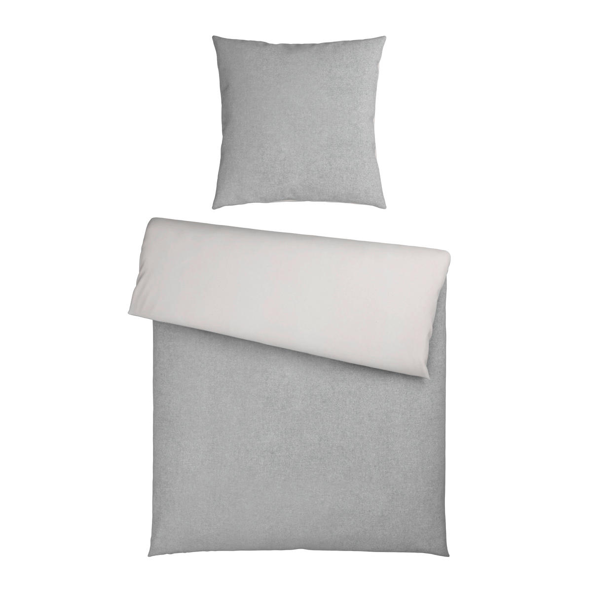 BETTWÄSCHE Melange Flanell 135/200 cm  - Blaugrau/Hellgrau, Basics, Textil (135/200cm) - Novel