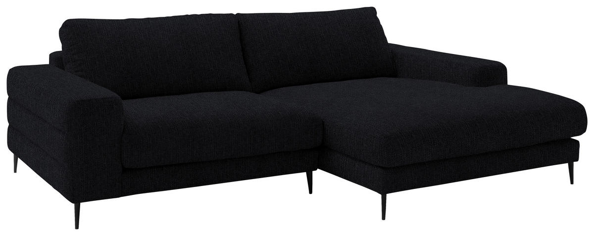 ECKSOFA in Flachgewebe Schwarz  - Schwarz, Design, Textil/Metall (253/177cm) - Dieter Knoll