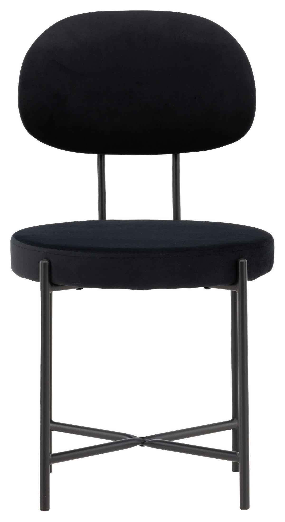 STUHL-SET  in Stahl Samt Metall, Textil  - Schwarz, Design, Textil/Metall (50/89/60cm) - Livetastic