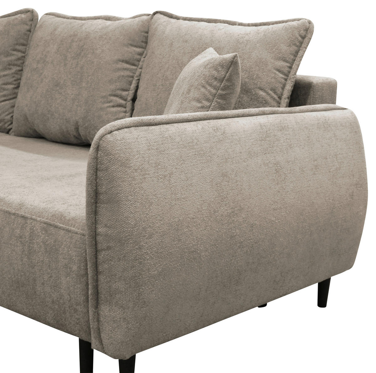ECKSOFA MURANO Taupe Chenille Zierkissen, Rückenkissen, Bettkasten  - Taupe/Schwarz, Design, Holz/Textil (167/242cm) - MID.YOU