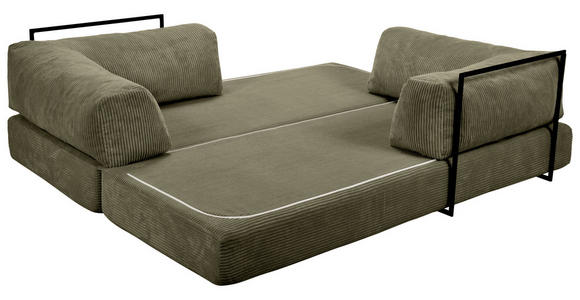 SCHLAFSOFA Cord Olivgrün  - Olivgrün, KONVENTIONELL, Textil/Metall (200/77/80cm) - Carryhome
