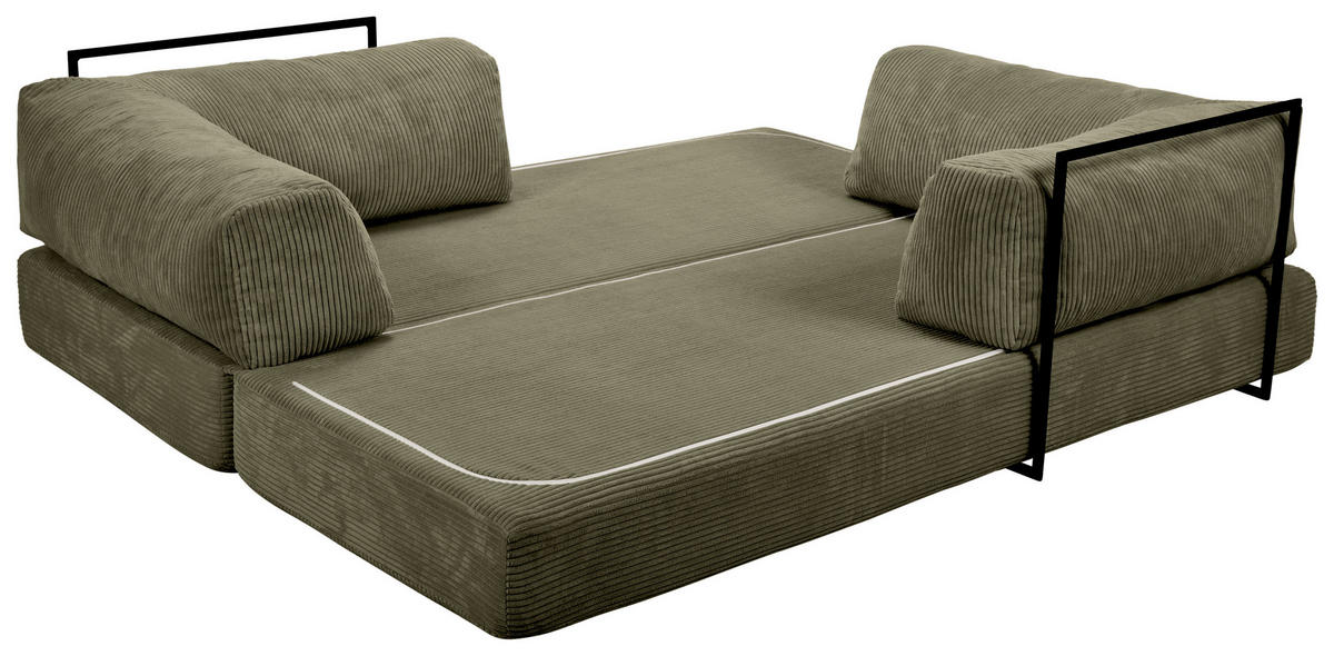 SCHLAFSOFA Cord Olivgrün  - Olivgrün, KONVENTIONELL, Textil/Metall (200/77/80cm) - Carryhome