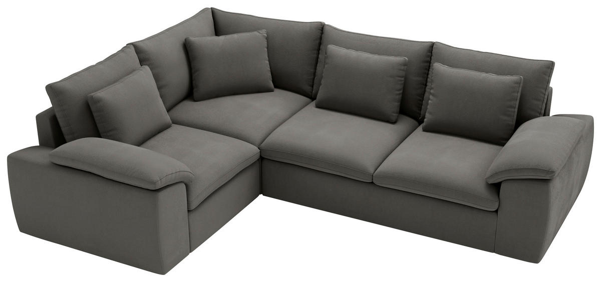 ECKSOFA Chenille Dunkelgrau  - Dunkelgrau/Schwarz, Design, Kunststoff/Textil (216/289cm) - Livetastic