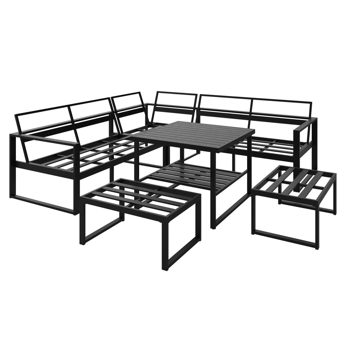 VRTNA LOUNGE GARNITURA aluminij  - siva/črna, Moderno, kovina/tekstil (235/235cm) - Ambia Garden