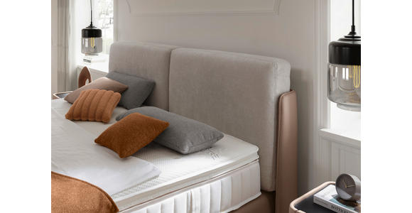 BOXSPRINGBETT 180/200 cm in Hellgrau, Hellbraun - Hellbraun/Hellgrau, Design, Textil/Metall (180/200cm) - Johann Jakob