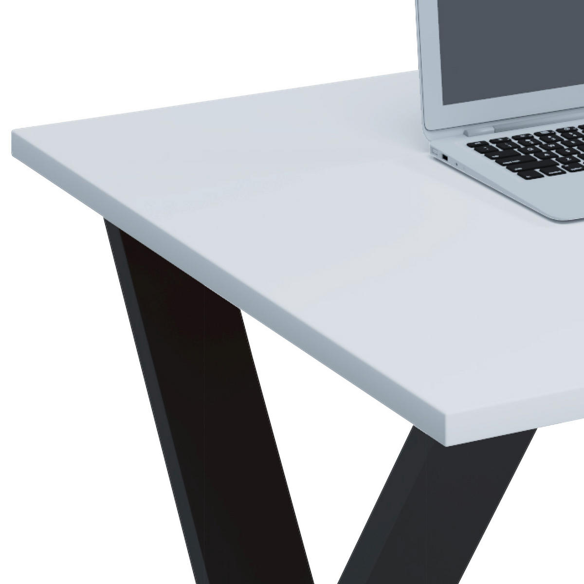 SCHREIBTISCH 110/80/76 cm  in Schwarz, Weiss  - Weiss/Schwarz, Modern, Holzwerkstoff/Metall (110/80/76cm) - MID.YOU
