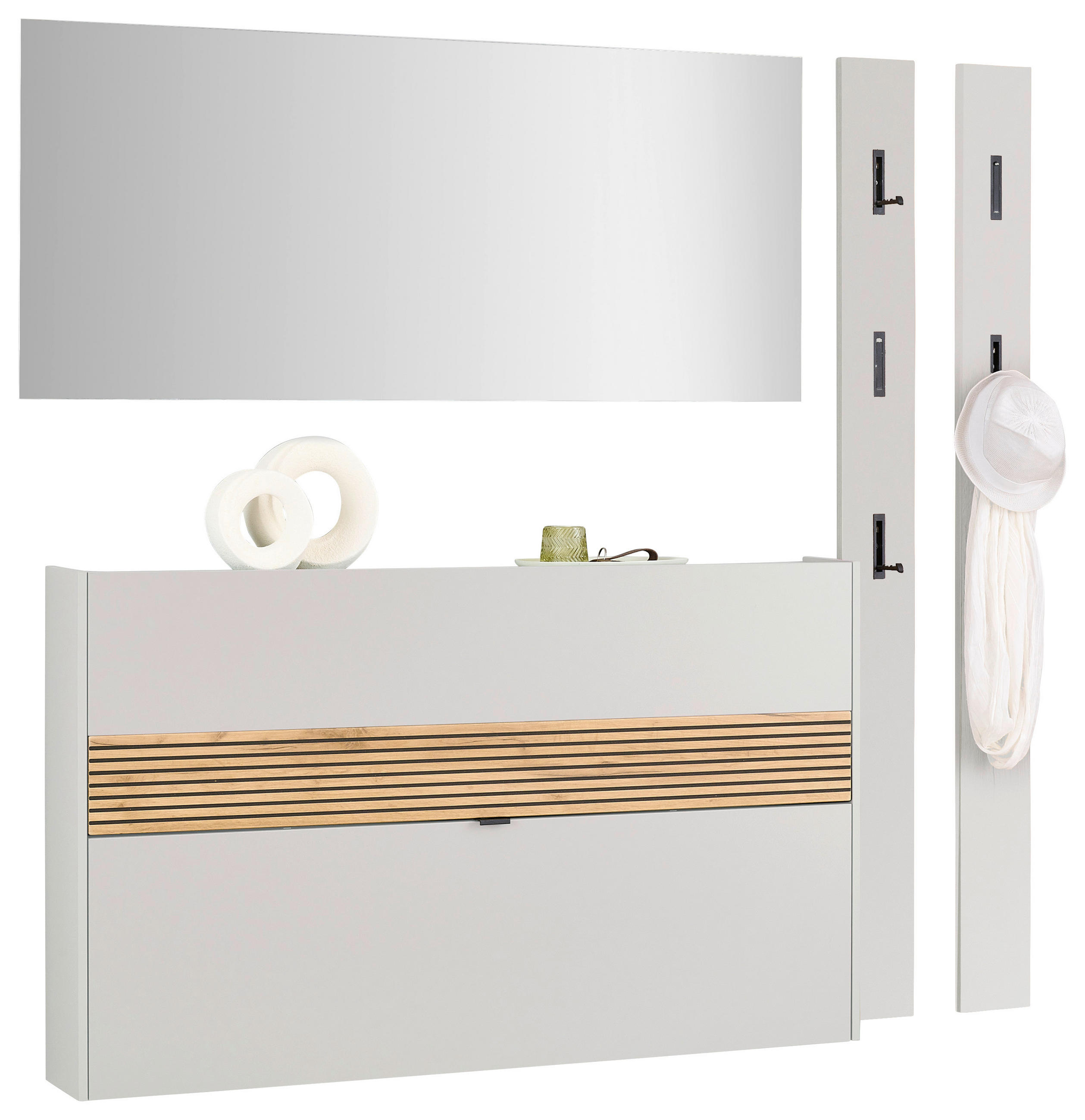 GARDEROBE 4-teilig  in 170/200/18 cm  - Kaschmir/Eichefarben, Design, Glas/Holzwerkstoff (170/200/18cm) - Voleo