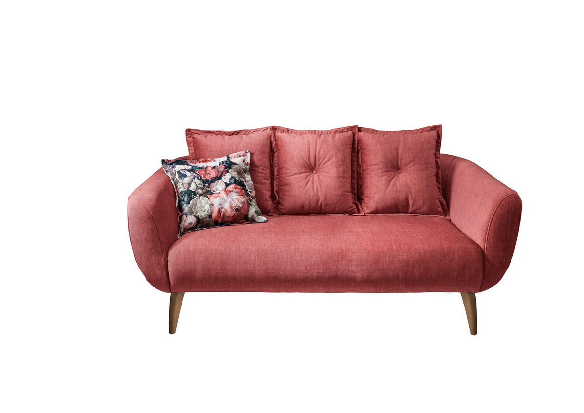 LIVETASTIC 2 5 Sitzer Sofa Velours Korallefarben
