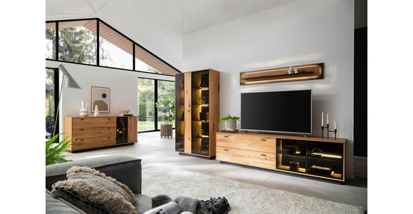 SIDEBOARD Anthrazit, Eichefarben  179/86/44 cm  - Eichefarben/Anthrazit, Natur, Glas/Holz (179/86/44cm) - Linea Natura