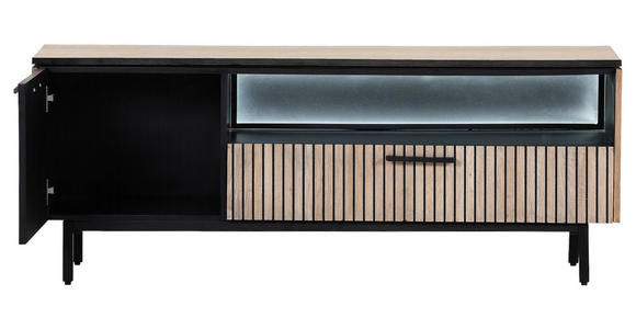 LOWBOARD  in 145/55/42 cm  - Eichefarben/Schwarz, Trend, Holzwerkstoff/Metall (145/55/42cm) - Carryhome