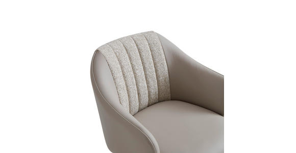 ARMLEHNSTUHL  Sitzfläche 360° drehbar, automatische Rückholfunktion Leinenoptik Echtleder  - Taupe/Schwarz, Design, Leder/Textil (60/82/62cm) - Novel