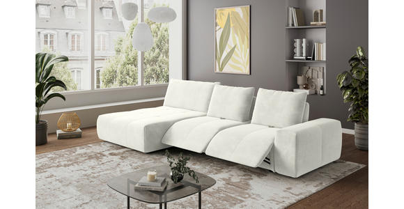 ECKSOFA in Velours Creme  - Creme/Schwarz, Design, Kunststoff/Textil (174/342cm) - Xora