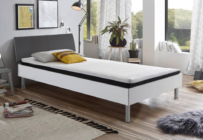 PAT FUTON 120/200 cm  in antracit, negru, alb   - alb/culoare crom, Konventionell, metal/textil (120/200cm) - Carryhome