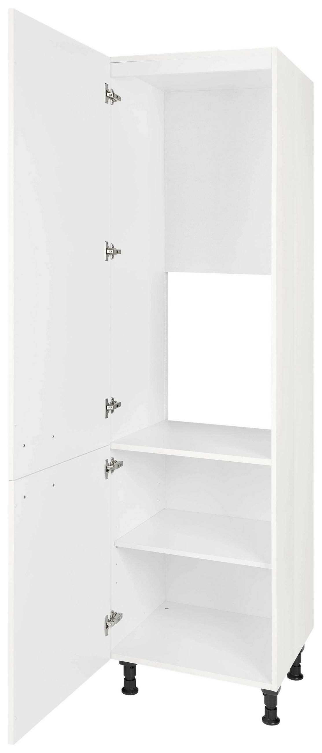 GERÄTEUMBAUSCHRANK 60/216,6/58 cm  in Weiß Hochglanz  - Edelstahlfarben/Weiß Hochglanz, MODERN, Holzwerkstoff/Metall (60/216,6/58cm) - Nobilia