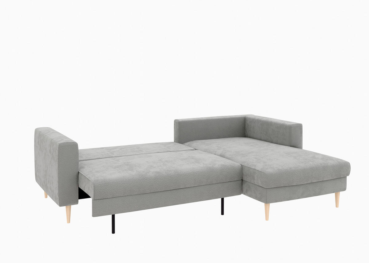 ECKSCHLAFSOFA  mit Rücken echt, Armteil links, Armteil rechts Struktur Schlammfarben  - Schlammfarben/Schwarz, MODERN, Textil/Metall (232/161cm) - Trendmanufaktur