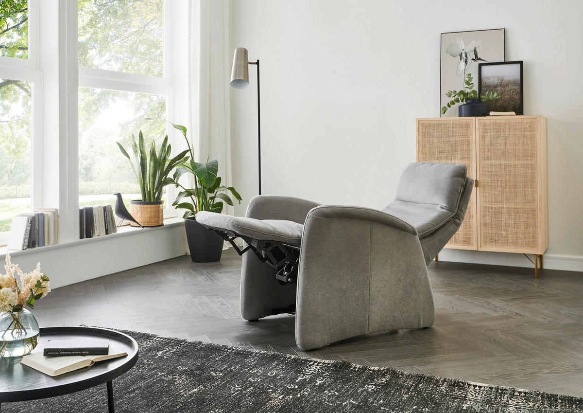 FERNSEHSESSEL in Chenille Grau  - Grau, Konventionell, Textil (79/114/87cm) - Valdera