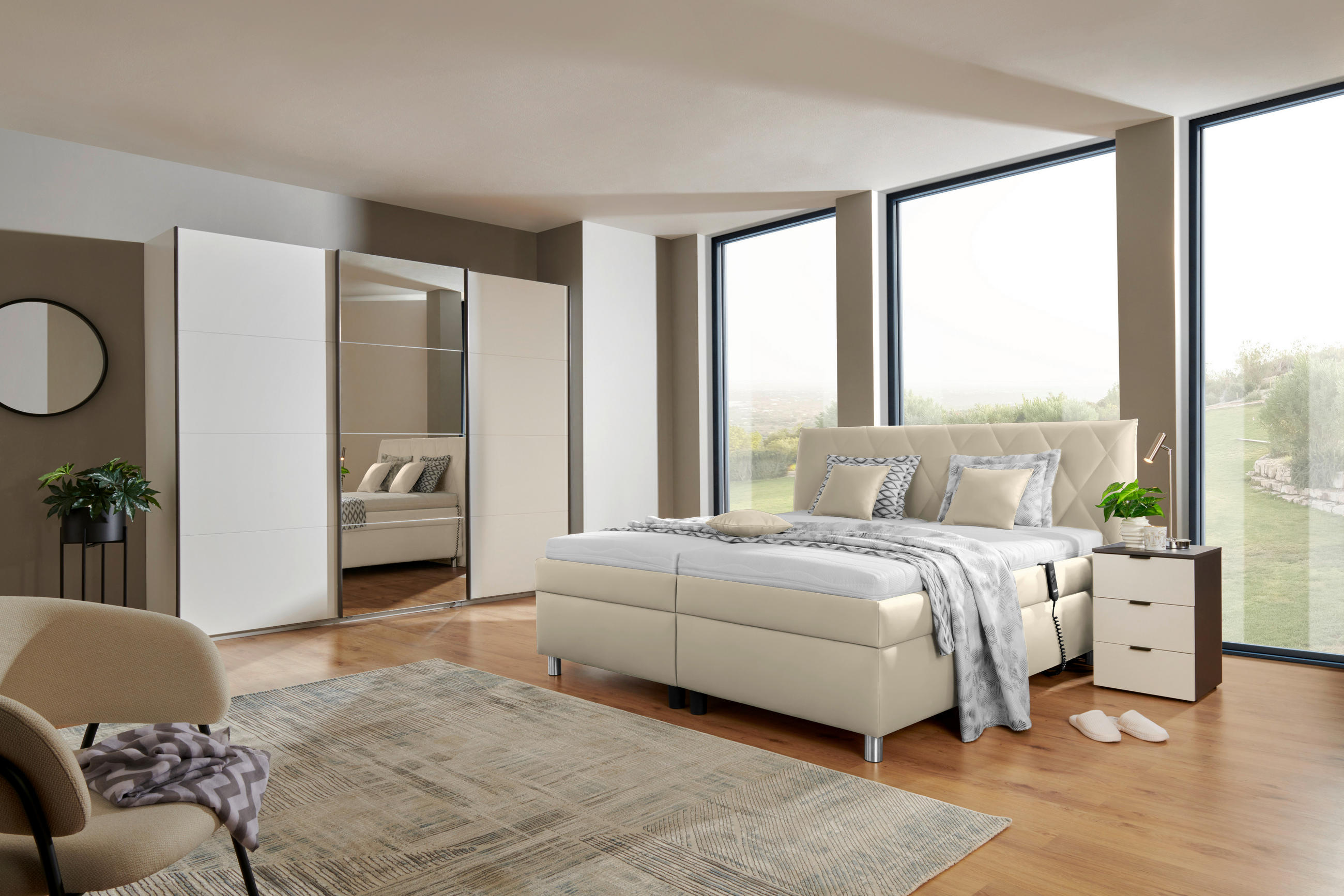 POLSTERBETT 200/200 cm  in Beige  - Weiss/Beige, Konventionell, Holz/Textil (200/200cm) - Esposa