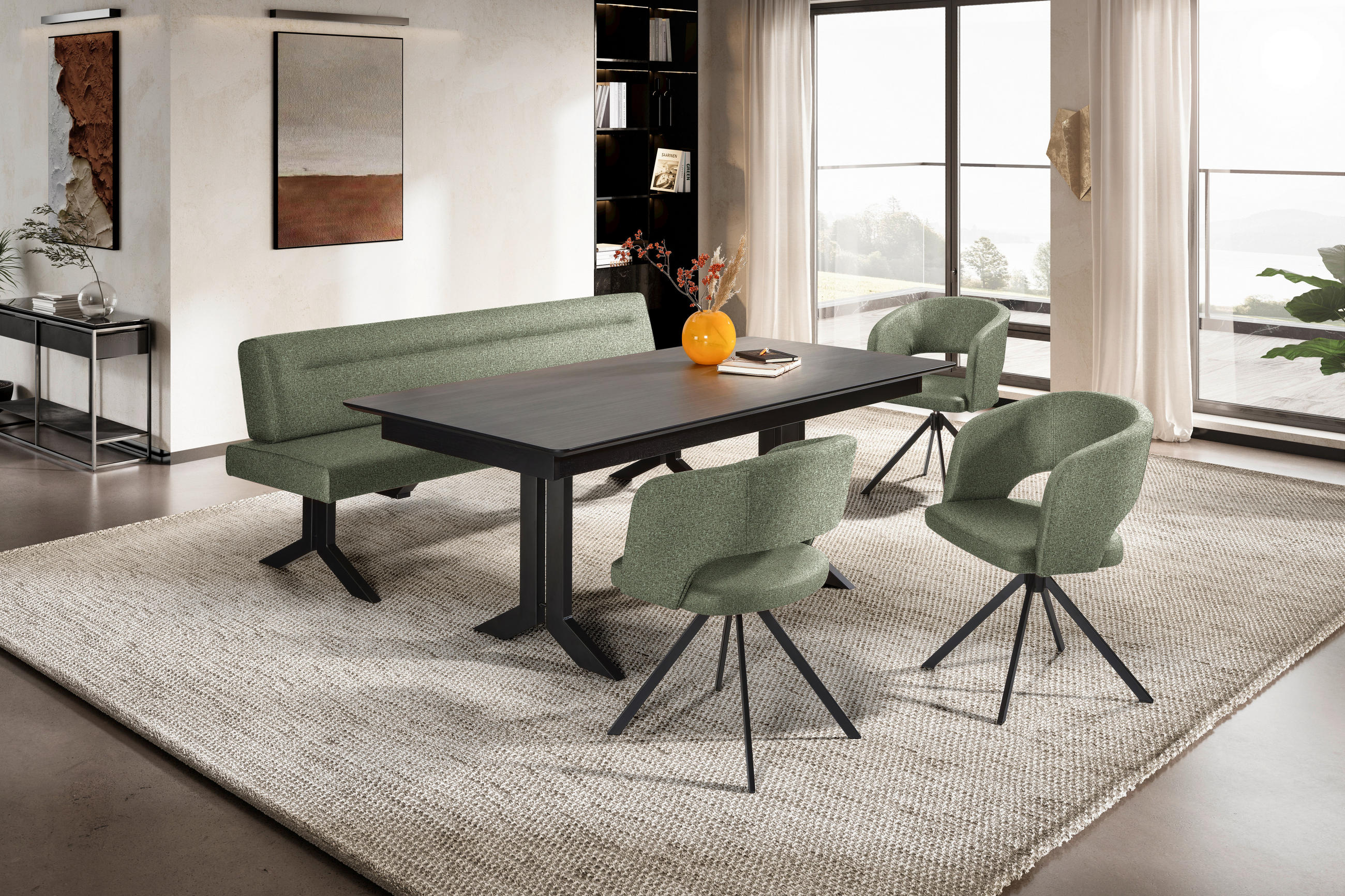 Thumbnail - Moderano Armlehnstuhl, Grün, Metall, Textil, eckig, Stativgestell, 56x84x59 cm, Stoffauswahl, Sitzfläche 360° drehbar, i...