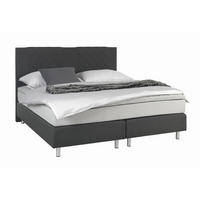 BOXSPRINGBETT 140/200 cm,  in Anthrazit, Hellgrau, Matratze, Topper, H2 = mittel  - Anthrazit/Hellgrau, Design, Holz/Metall (140/200cm) - Livetastic