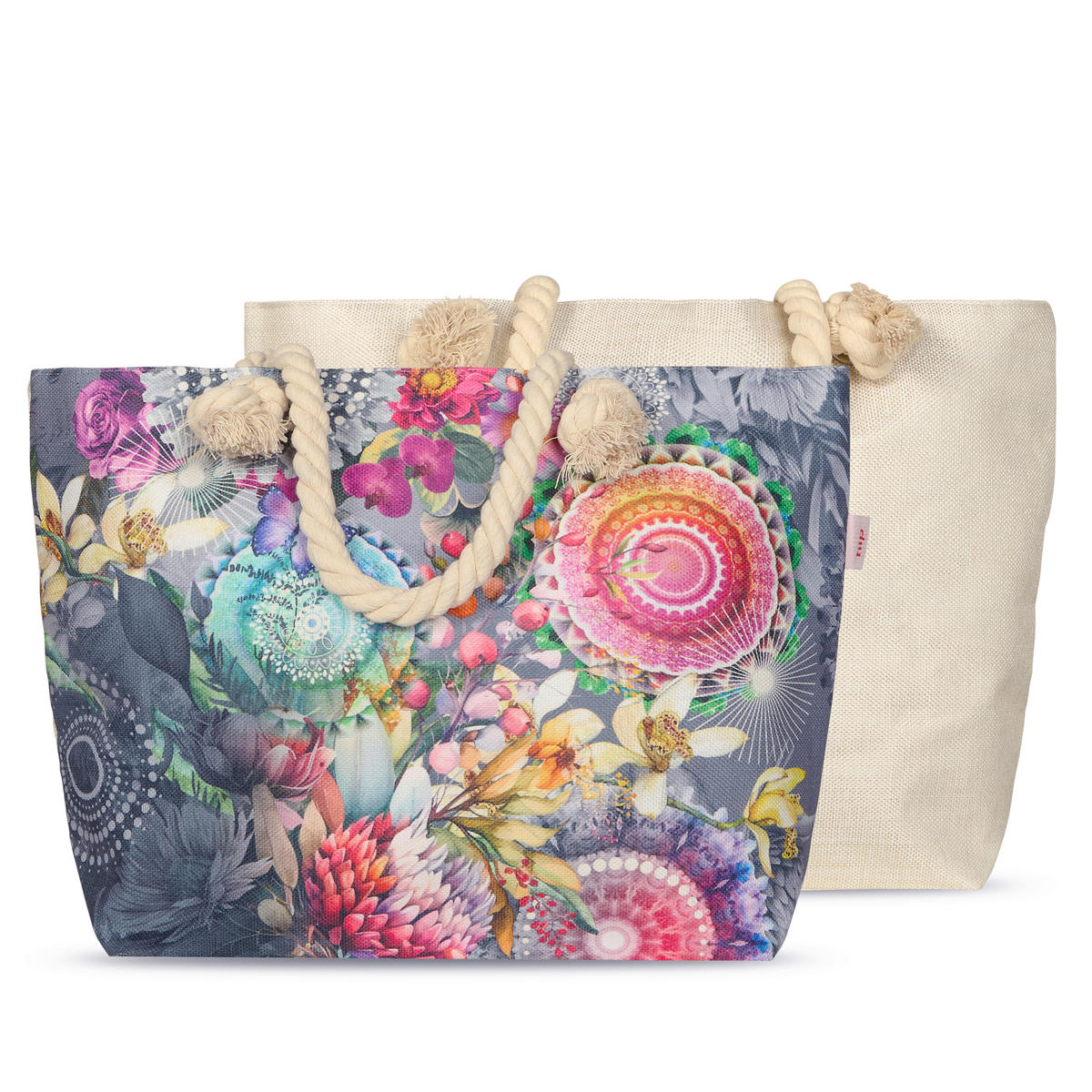 STRANDTASCHE - Multicolor/Grau, Basics, Textil (60/43cm)