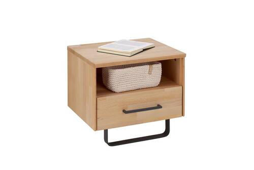 NACHTKÄSTCHEN in massiv Buche Buchefarben  - Anthrazit/Buchefarben, Natur, Holz/Metall (45/45/42cm) - Linea Natura