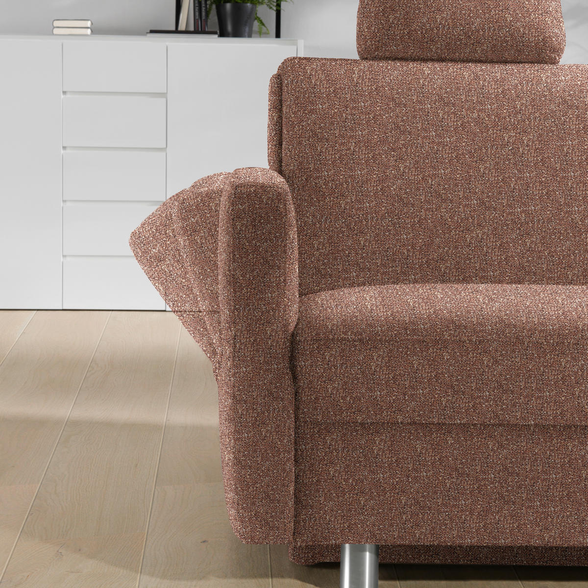 SCHLAFSOFA  in Mikrovelours Terracotta  - Terracotta/Alufarben, KONVENTIONELL, Kunststoff/Textil (176/88/91cm) - Sedda