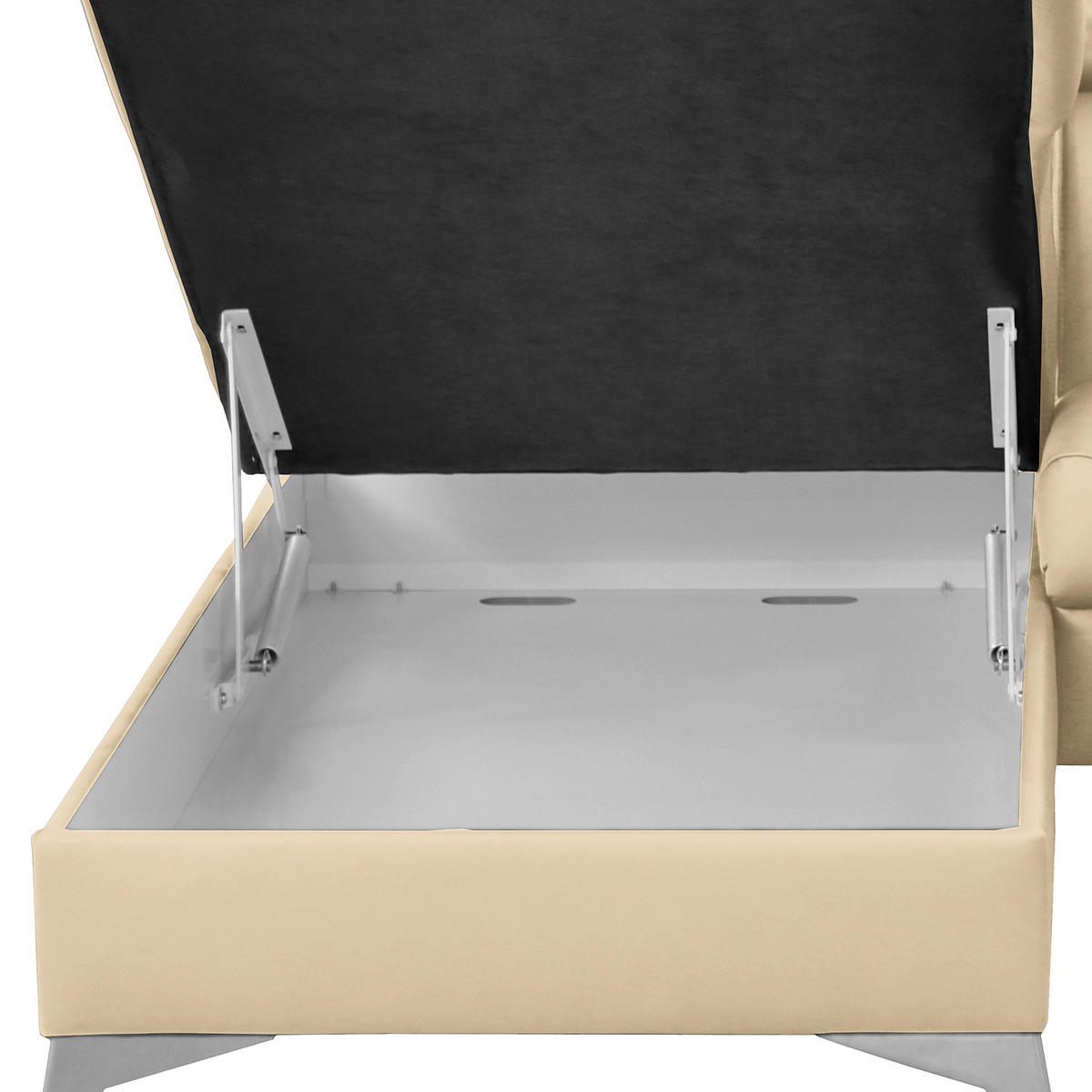 ECKSOFA Beige Echtleder Lederlook  - Chromfarben/Beige, Design, Leder/Textil (197/257cm) - Livetastic