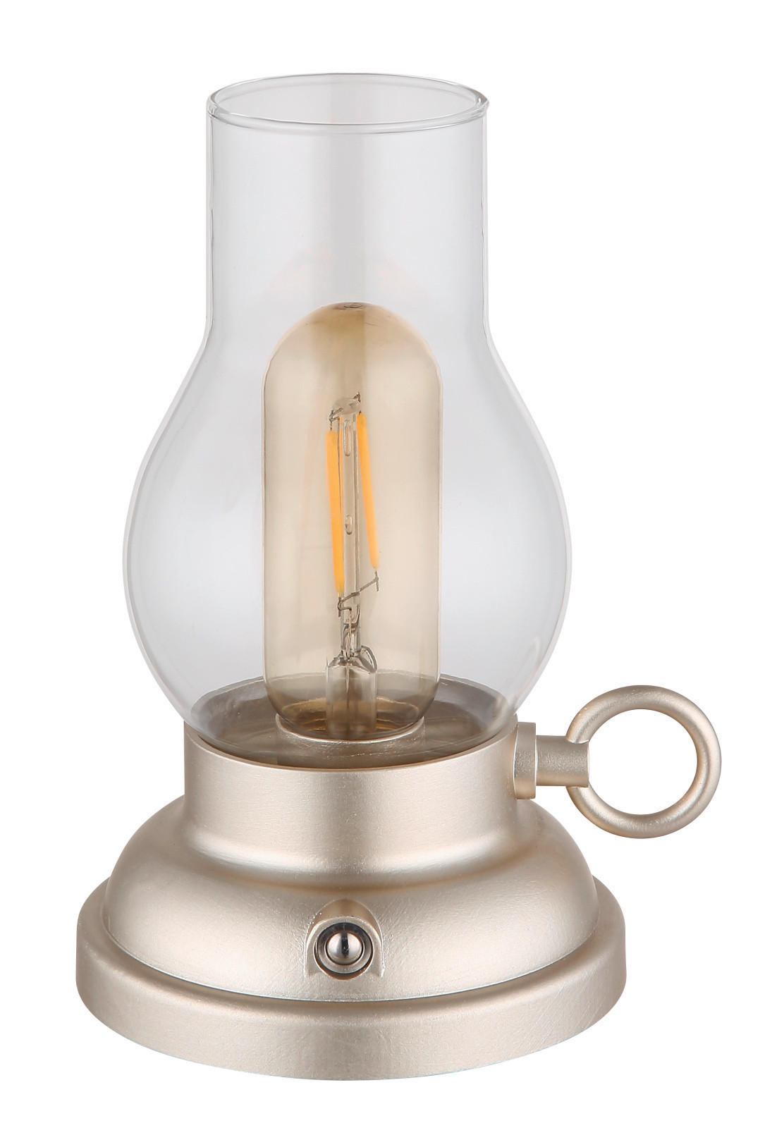 LED ASZTALI LÁMPA - Pezsgő/borostyánszínű, Basics, műanyag/Üveg (12.5/10.7/17.5cm)
