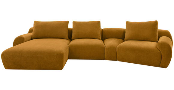 ECKSOFA  in Chenille Senfgelb  176/362 cm  - Senfgelb/Schwarz, KONVENTIONELL, Kunststoff/Textil (176/362cm) - Carryhome