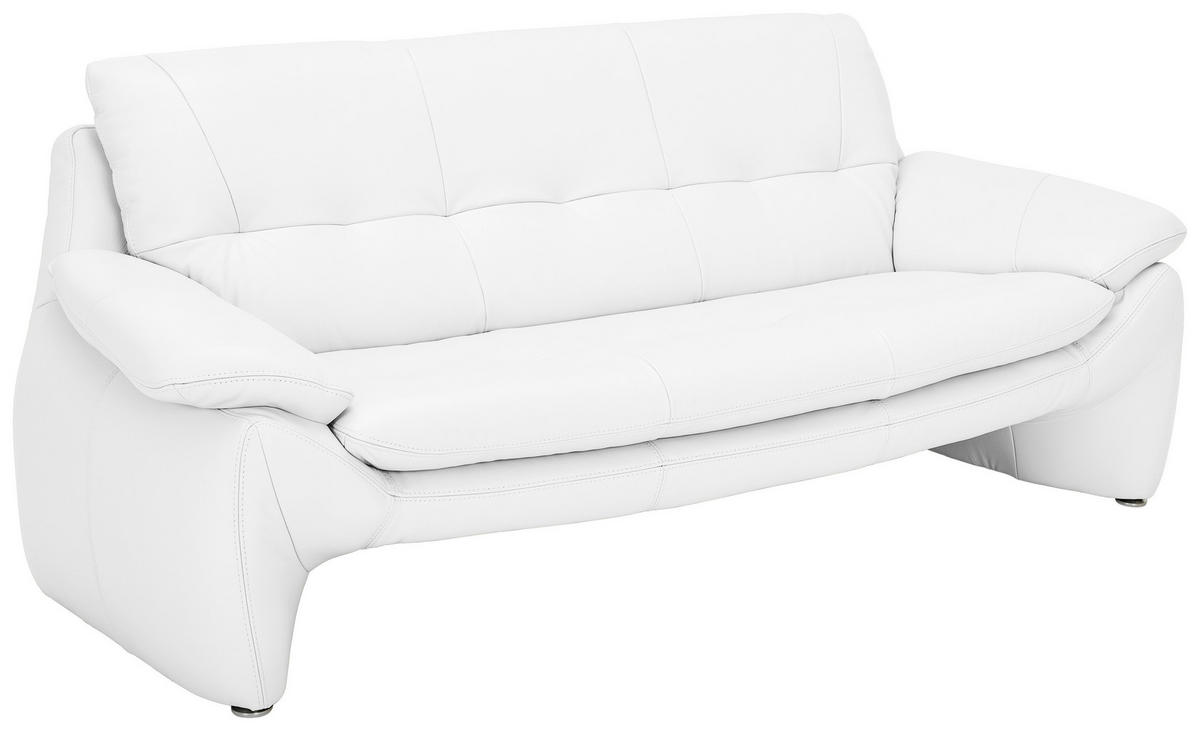 3-SITZER-SOFA Echtleder Weiß  - Silberfarben/Weiß, KONVENTIONELL, Leder/Metall (198/86/91cm) - Celina Home