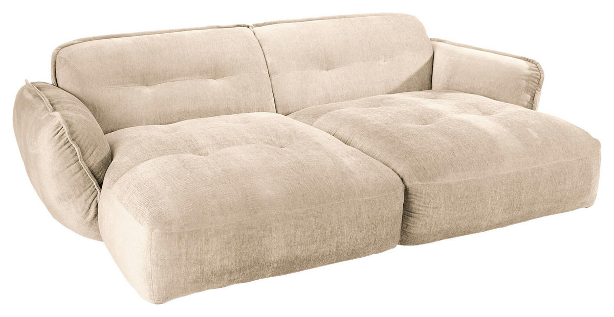 BIGSOFA in Chenille Creme  - Creme/Schwarz, Modern, Kunststoff/Textil (285/87/184cm) - Trendmanufaktur