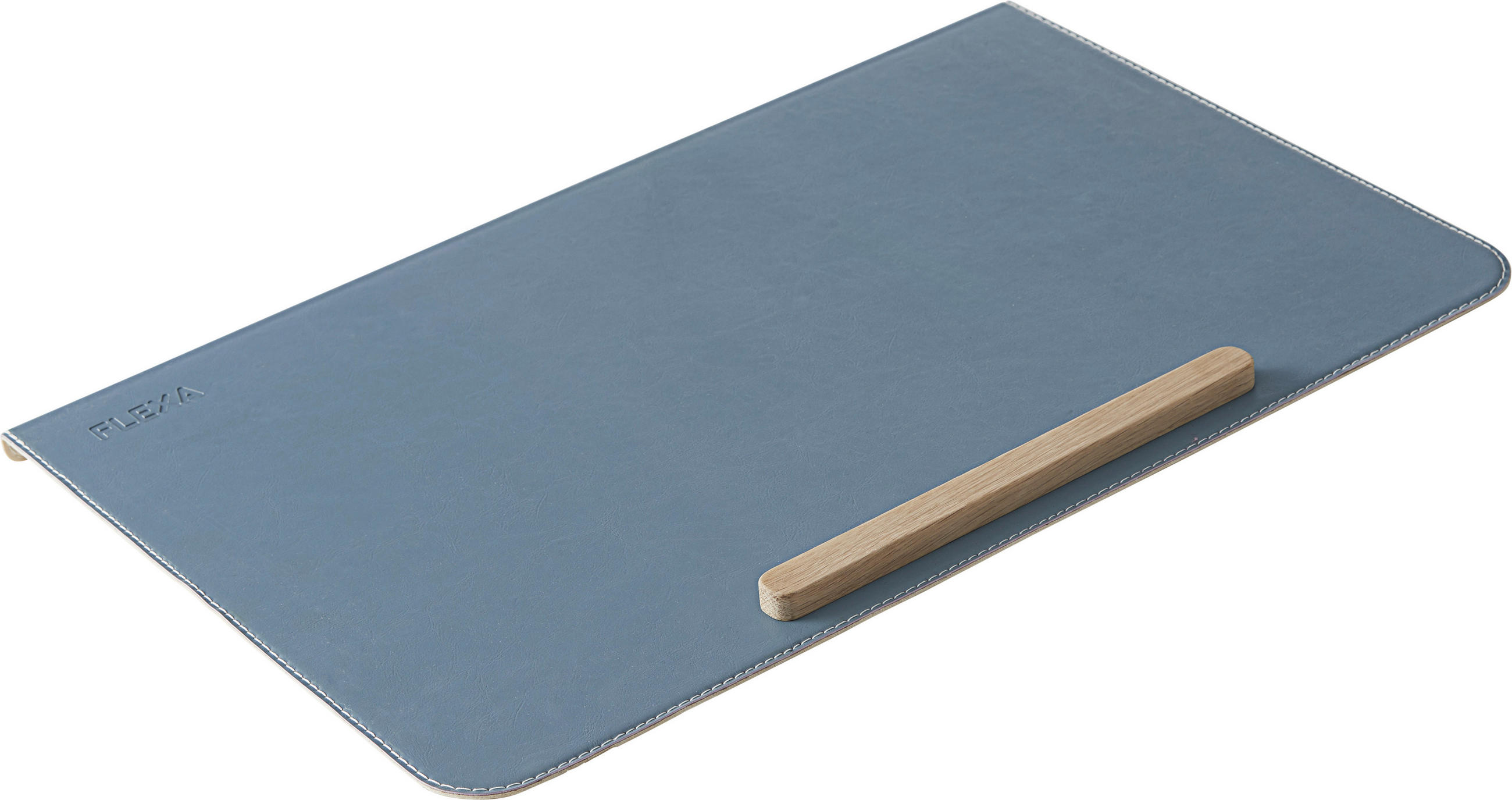 SCHREIBUNTERLAGE - Blau, MODERN, Leder/Holz (66/43cm) - Flexa