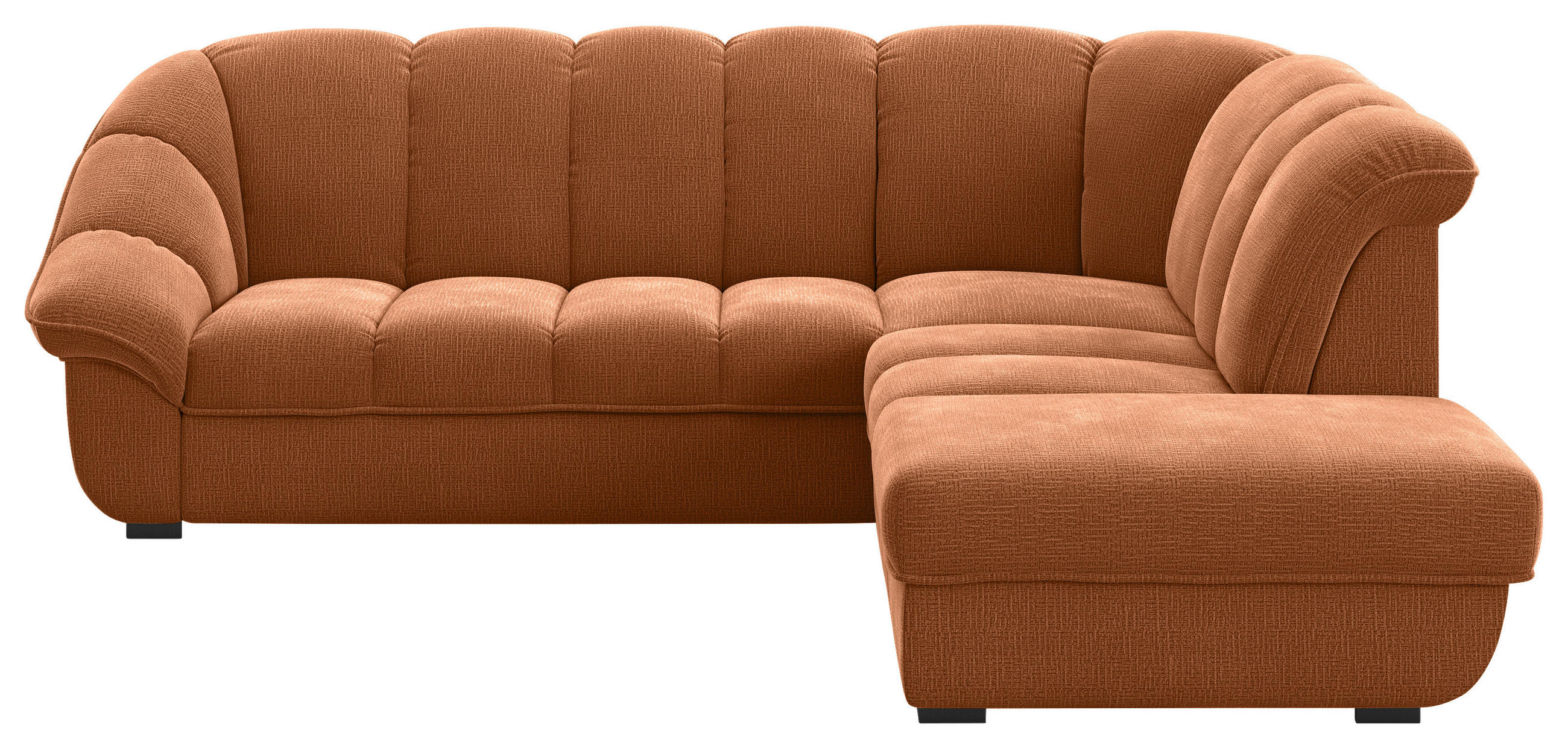 ECKSOFA Terracotta Chenille Bettkasten, Schlaffunktion, Rücken echt  - Terracotta/Schwarz, KONVENTIONELL, Kunststoff/Textil (260/222cm) - Welnova