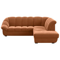 ECKSOFA Terracotta Chenille Bettkasten, Schlaffunktion, Rücken echt  - Terracotta/Schwarz, KONVENTIONELL, Kunststoff/Textil (260/222cm) - Welnova