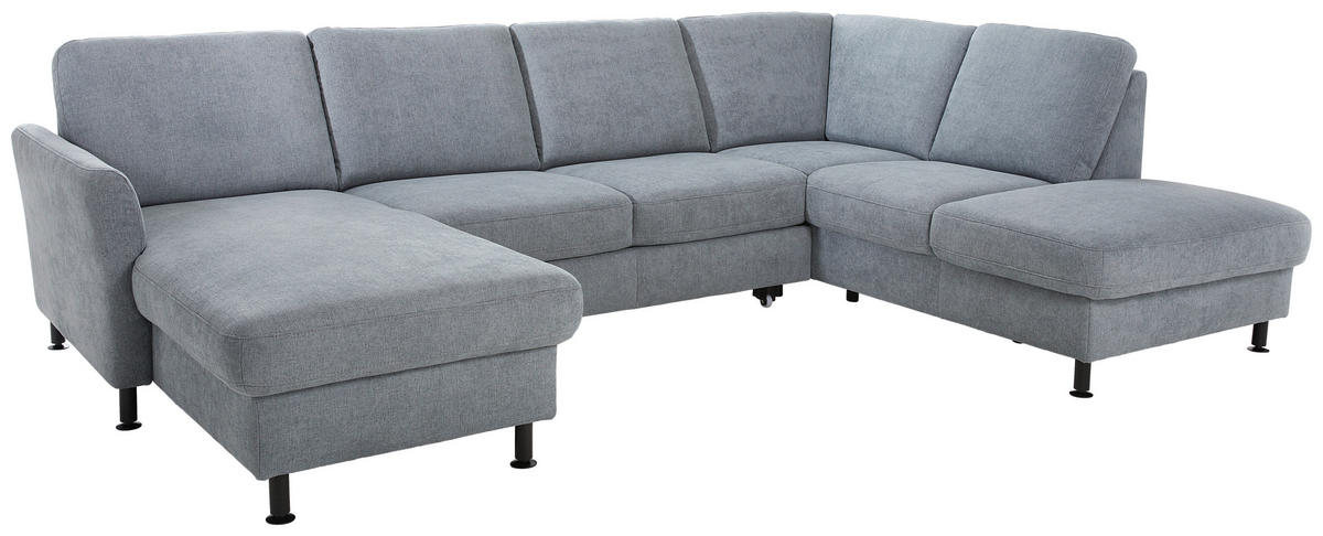 WOHNLANDSCHAFT in Webstoff Blaugrau  - Blaugrau/Schwarz, Konventionell, Textil/Metall (168/305/200cm) - Voleo