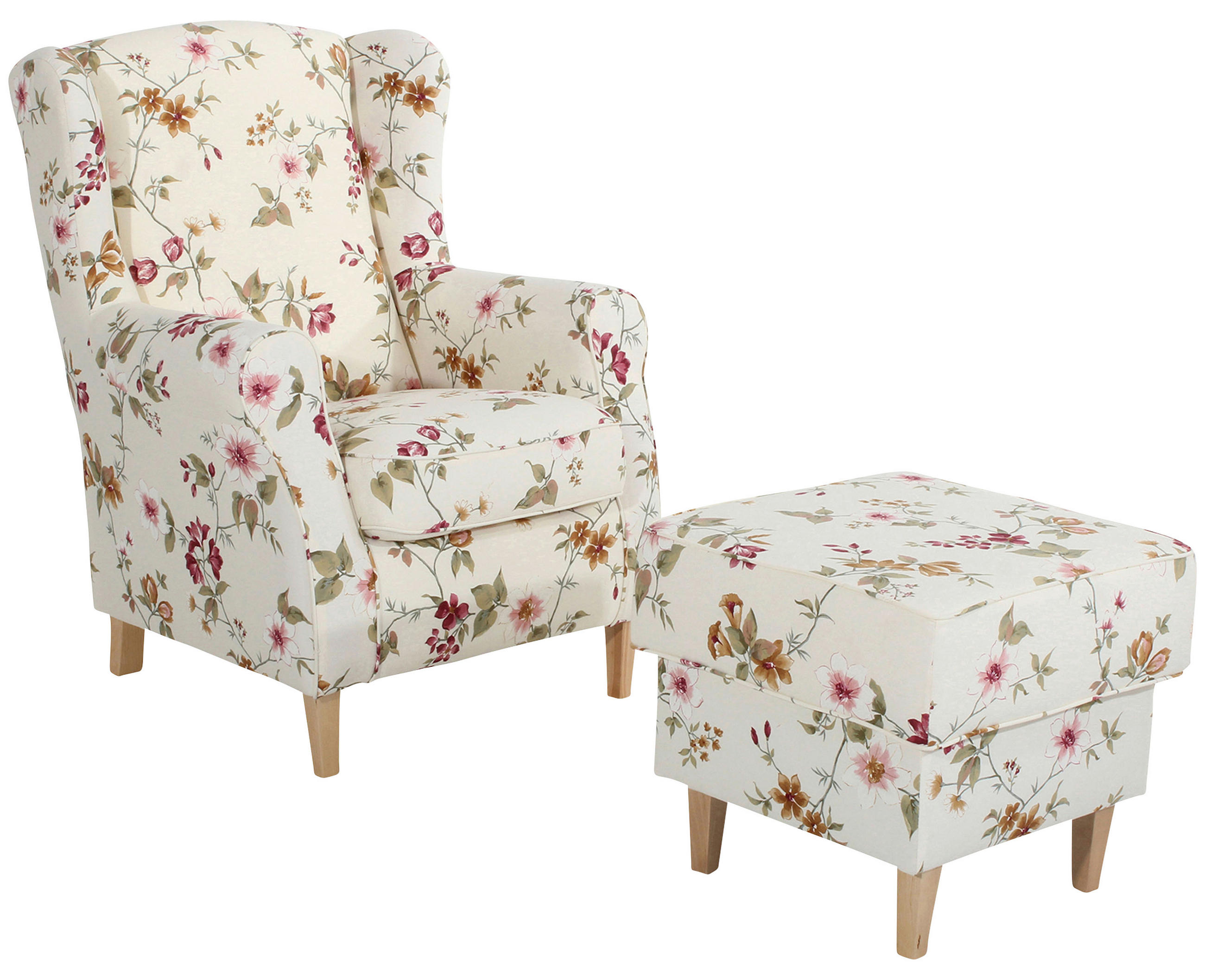 HOCKER Flachgewebe Weiß  - Buchefarben/Weiß, Design, Holz/Textil (53/45/53cm) - Max Winzer