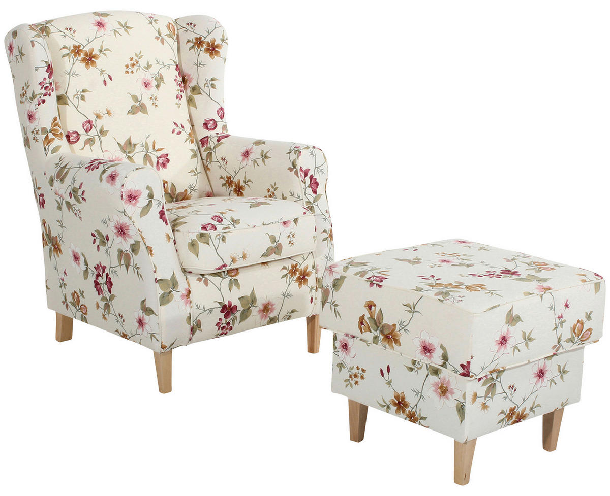 HOCKER in Textil Weiss  - Weiss/Buchefarben, Design, Holz/Textil (53/45/53cm) - Max Winzer
