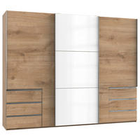 SCHWEBETÜRENSCHRANK in Weiss, Eichefarben  - Chromfarben/Weiss, Modern, Holzwerkstoff (300/236/65cm) - MID.YOU